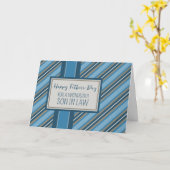Blue Stripes Son in Law Happy Vatertag Karte (Gelbe Blume)