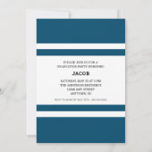 Blue Stripes Sporty Foto Graduation Party Einladung (Rückseite)