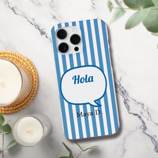 Blue Stripes-Sprechblase personalisieren iPhone Hülle