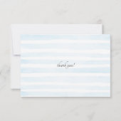 Blue Stripes Taufe Foto Flat Dankeschön Karte (Rückseite)