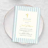 Blue Stripes Taufe für Boy Elegant Folieneinladung