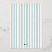 Blue Stripes Taufe für Boy Elegant Folieneinladung (Rückseite)
