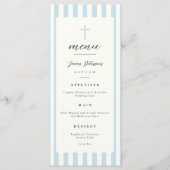Blue Stripes Taufen Flat Menu Menükarte (Vorderseite)