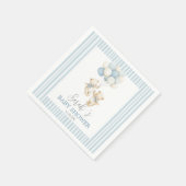 Blue Stripes Twin Bears Baby Shower Napkins Serviette (Ecke)