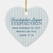 Blue Stripes und Whales Baby's First Christmas Cer Keramik Ornament (Hinten)