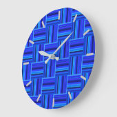 Blue stripes weave pattern große wanduhr (Winkel)