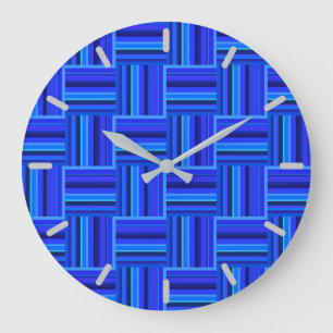 Blue stripes weave pattern große wanduhr