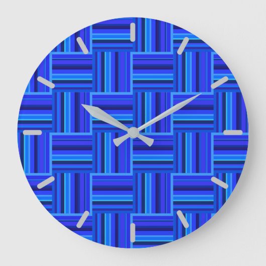 Blue stripes weave pattern große wanduhr (Vorderseite)