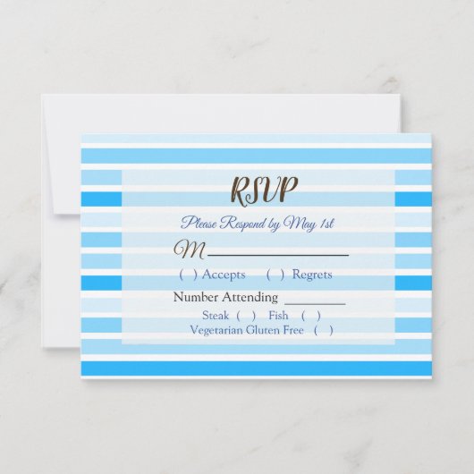 Blue Stripes Wedding RSVP Karte (Vorderseite)