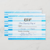 Blue Stripes Wedding RSVP Karte (Vorne/Hinten)