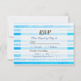 Blue Stripes Wedding RSVP Karte