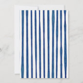 Blue Stripes White Hydrangeas Einladung Hochzeit (Rückseite)