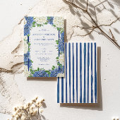 Blue Stripes White Hydrangeas Einladung Hochzeit