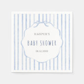Blue Stripes with Scalloped Frame Boy Baby Shower Serviette (Vorderseite)