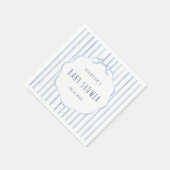 Blue Stripes with Scalloped Frame Boy Baby Shower Serviette (Ecke)