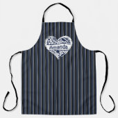 Blue Striping Custom Schürze, Herz, Cook Bake GRIL Schürze (Vorderseite)