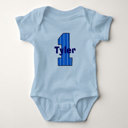 Blue Striping First Birthday Boy Shirt (Vorderseite)