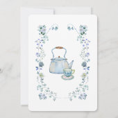 Blue Striping Garden Watercolor Wreath Babydusche Einladung (Rückseite)