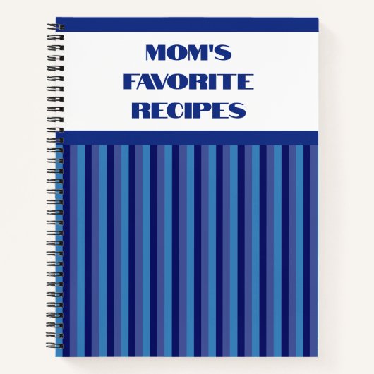 Blue Striping Spiral Rezept Notebook Notizblock (Vorderseite)
