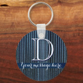 Blue stripy custom text gifts schlüsselanhänger (Vorderseite)