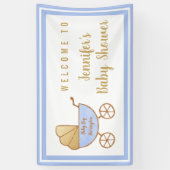 Blue Stroller Baby Boy Dusche Willkommen Banner (Vertikal)
