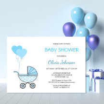 Blue Stroller Baby Dusche