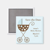 Blue Stroller Baby Dusche Save the Date Magnet (Vorderseite/Rückseite)