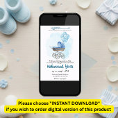 Blue stroller balloon aqiqah muslim baby boy einladung