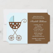 Blue Stroller Junge Baby Shower Einladung (Vorderseite)