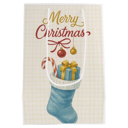 Blue Strumpf Weihnachtsgeschenktasche — ElfenbeinK Mittlere Geschenktüte (Rückseite)