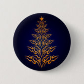 Blue Stylish Christmas Tree Button (Vorderseite)