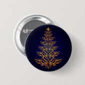 Blue Stylish Christmas Tree Button (Vorne & Hinten)