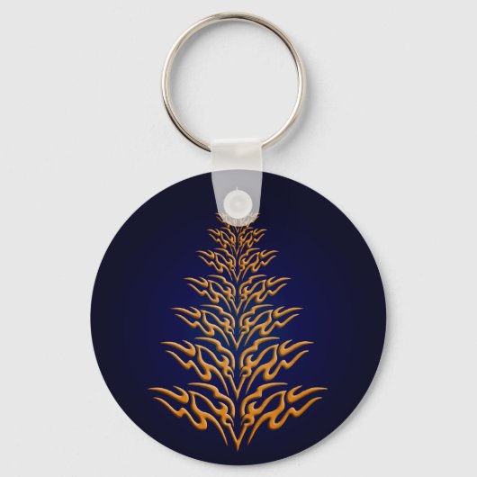 Blue Stylish Christmas Tree Key Chain Schlüsselanhänger (Vorderseite)