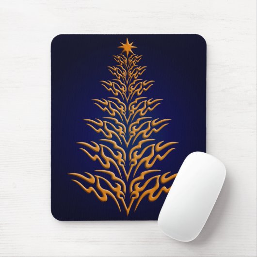 Blue Stylish Christmas Tree Mouse Pad Mousepad (Mit Mouse)