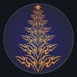 Blue Stylish Christmas Tree Stickers<br><div class="desc">Erleben Sie den Urlaubssinn mit diesen schönen Stilgolden-Aufklebern mit blauem Hintergrund.</div>