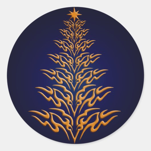 Blue Stylish Christmas Tree Stickers (Vorderseite)