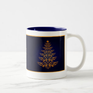 Blue Stylish Christmas Tree Tasse