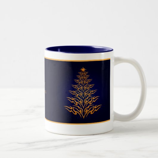 Blue Stylish Christmas Tree Tasse (Rechts)