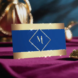 Blue Stylish Gold Frame Modern Visitenkarte