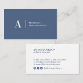 Blue Stylish Modern Minimal Business Cards Visitenkarte (Vorne/Hinten)