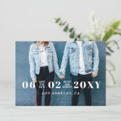 Blue Stylish Simple Modern Typografy Foto Save The Date (Stehend Vorderseite)