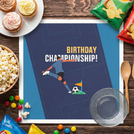 Blue Stylish Soccer Birthday Party Championship Serviette