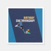 Blue Stylish Soccer Birthday Party Championship Serviette (Vorderseite)