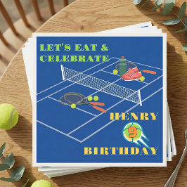 Blue Stylish Tennis Racket Court Spiel Geburtstag Serviette