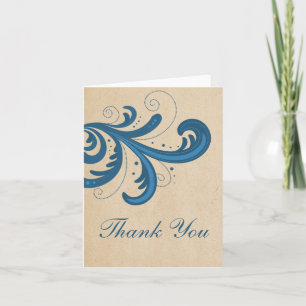 Blue Stylish Wirbel Danke-Card Dankeskarte