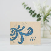 Blue Stylish Wirbel Tischnummer Postcard (Stehend Vorderseite)