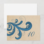 Blue Stylish Wirbel Tischnummer Postcard (Vorne/Hinten)
