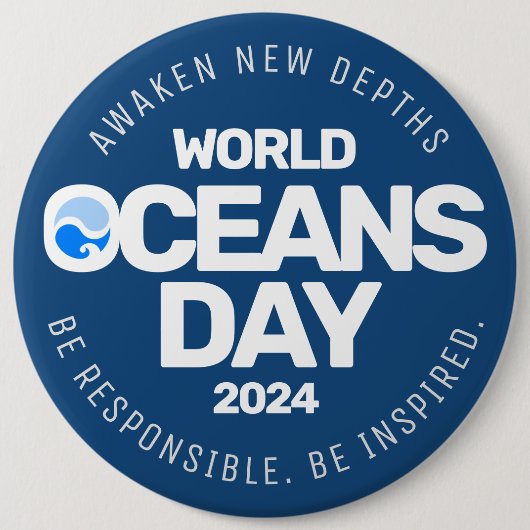 Blue Stylized Earth Waves Button (Vorderseite)