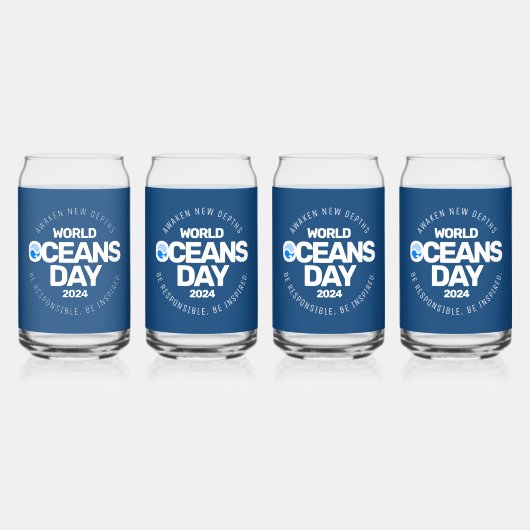 Blue Stylized Earth Waves Dosenglas (Hinten)