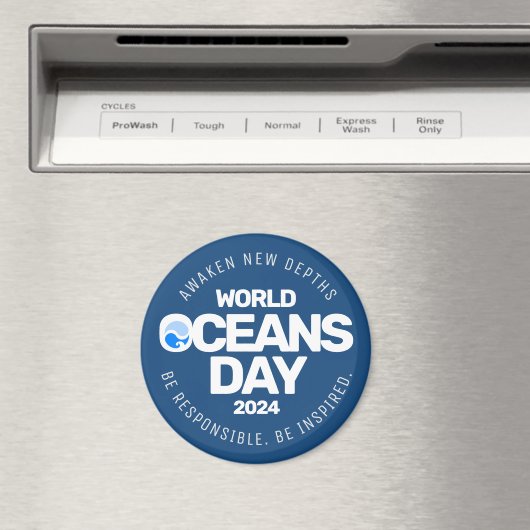 Blue Stylized Earth Waves Magnet (In Situ (Geschirrspüler))